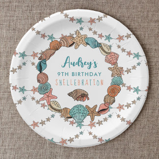 Plato De Papel Chicas de Seashells Fiesta de Birthday Beach