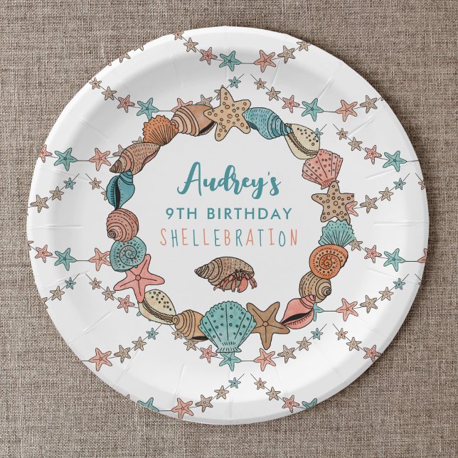 Plato De Papel Chicas de Seashells Fiesta de Birthday Beach (Subido por el creador)