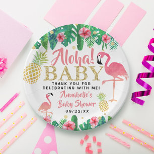 Plato De Papel Chicas de Summer Beach Luau Tropical Baby Shower