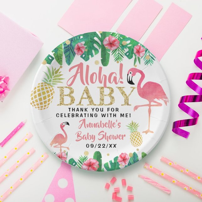 Plato De Papel Chicas de Summer Beach Luau Tropical Baby Shower (Subido por el creador)