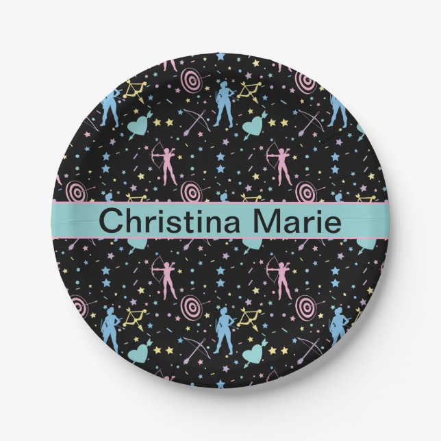 Plato De Papel Chicas de tiro al arco - Arquero de las Estrellas  (Anverso)