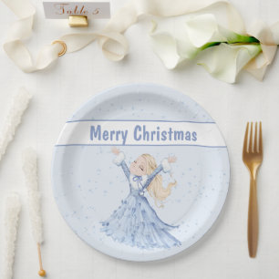 Plato De Papel Chicas de Winter Princess navidades