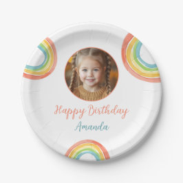 Plato De Papel Chicas del arcoiris del Pastel de color lindo foto