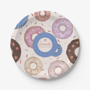 Plato De Papel Chicas Dulce Donut Pastel Cumpleaños