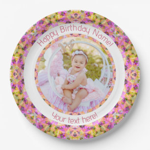 Plato De Papel Chicas Feliz cumpleaños verano Estrella Rosa Edad
