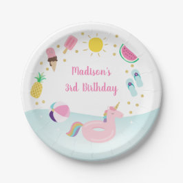 Plato De Papel Chicas Fiesta  helado Crema sol cumpleaños