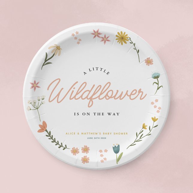 Plato De Papel Chicas florales de Cute Boho Wildflower Baby Showe (Subido por el creador)