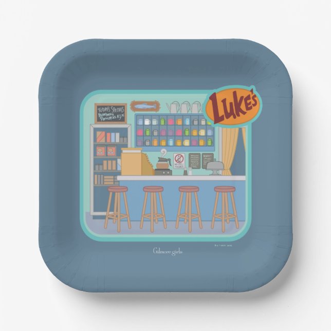 Plato De Papel Chicas Gilmore | Gráfico de Luke's Diner (Anverso)