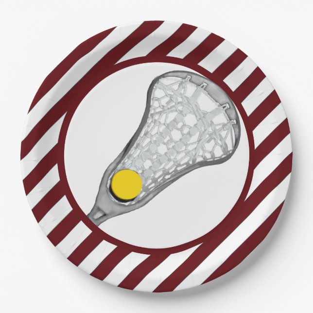 Plato De Papel Chicas Lacrosse Team Maroon (Anverso)