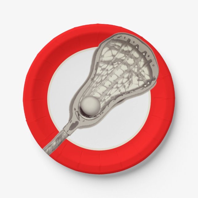 Plato De Papel Chicas Lacrosse Team Red (Anverso)