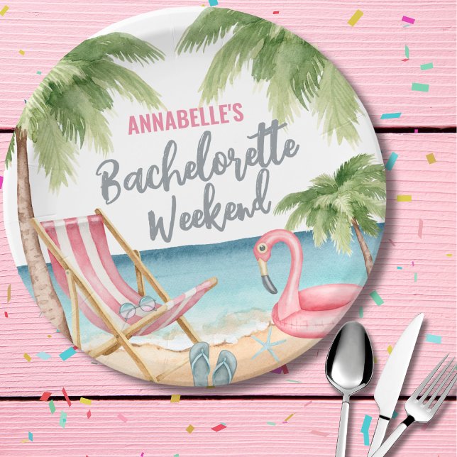 Plato De Papel Chicas Lindas de Playa Fin de Semana Despedida de  (Cute Beach Girls Weekend Bachelorette Party Paper Plates)