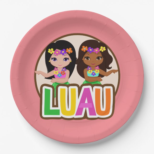 Plato De Papel Chicas Luau  (Anverso)