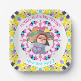 Plato De Papel Chicas Niños Feliz cumpleaños Estrella Personaliza