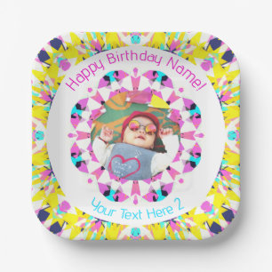 Plato De Papel Chicas Niños Feliz cumpleaños Estrella Personaliza
