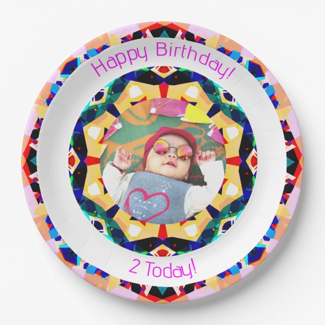 Plato De Papel Chicas Niños Feliz cumpleaños Estrella Personaliza (Anverso)