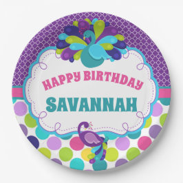 Plato De Papel Chicas Peacock Feliz cumpleaños Fiesta personaliza