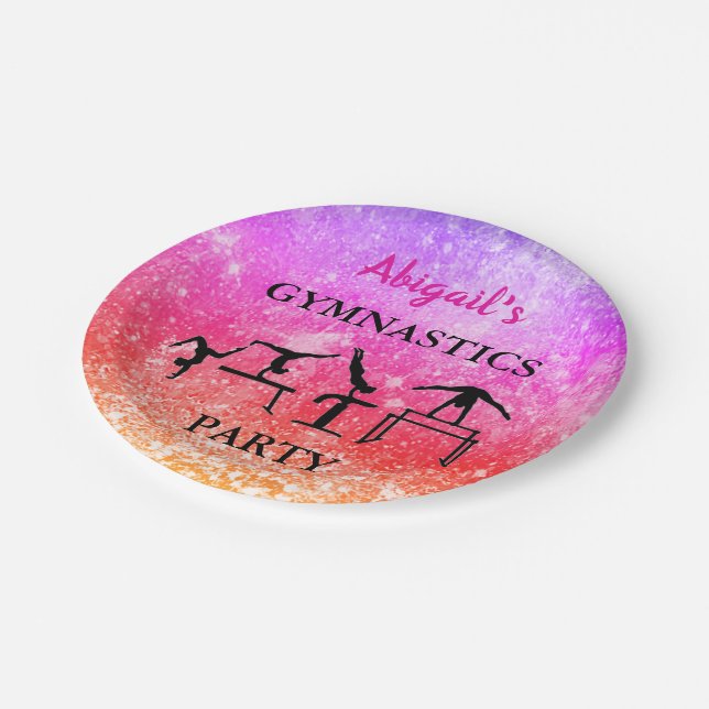 Plato De Papel Chicas personalizados Gimnasia Birthday Rainbow Sp (Angular)