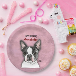 Plato De Papel Chicas Pink Dog Birthday Party Plates Personalizab