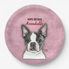 Plato De Papel Chicas Pink Dog Birthday Party Plates Personalizab