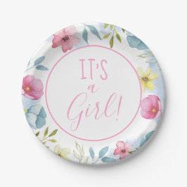 Plato De Papel Chicas Pink Spring Floral Baby Shower