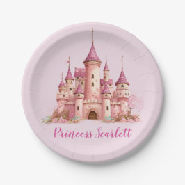 Plato De Papel Chicas Princesas Rosadas Cumpleaños Personalizado