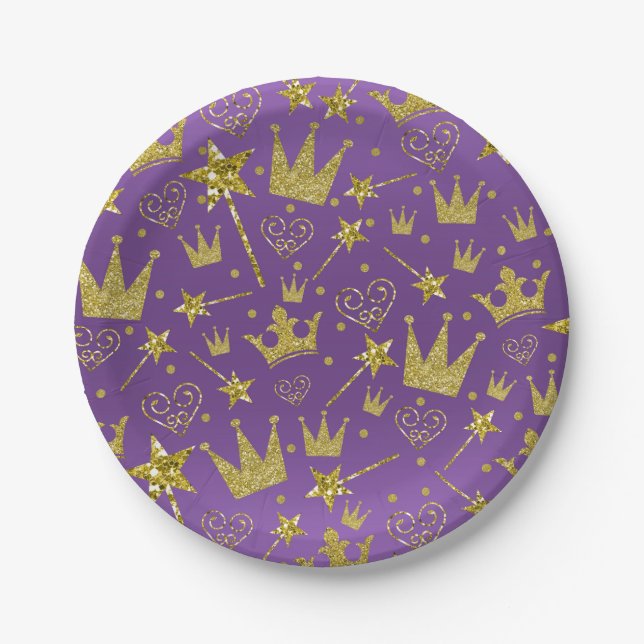 Plato De Papel Chicas Purpurinas de Royal Purple & Gold Fiesta de (Anverso)