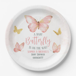 Plato De Papel Chicas recortan Fiesta Baby Shower de mariposa ros