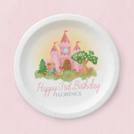 Plato De Papel Chicas Rosa Girly Fairytale Princesa Niños Cumplea