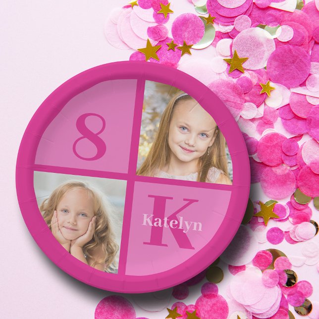Plato De Papel Chicas rosados calientes Personalizado de foto niñ (Subido por el creador)