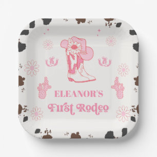 Plato De Papel Chicas rosados calientes Primer Rodeo Primer Fiest