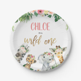 Plato De Papel Chicas Safari Wild One Birday Party Plate