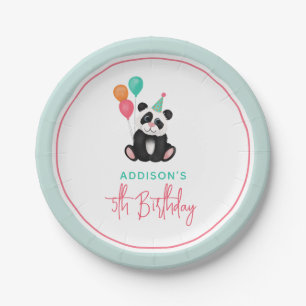 Plato De Papel Chicas se burlan del oso rosado de Panda 5 cumplea
