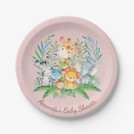 Plato De Papel Chicas Selva Safari Baby Shower 7" Plate