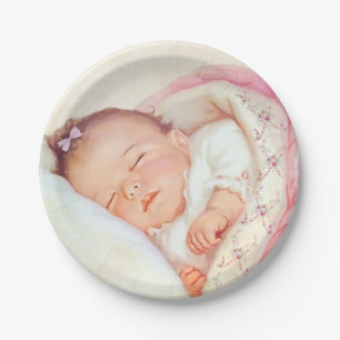 Plato De Papel Chicas Vintage Baby Shower