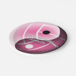 Plato De Papel chicas yin yang voleibol rosa CUALQUIER color de c
