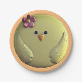 Plato De Papel Chick bebé lindo amarillo y rosa