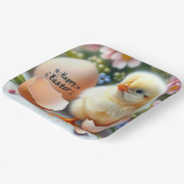 Plato De Papel Chick de Pascua emerge de la concha de huevo