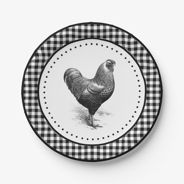 Plato De Papel Chicken Gingham (Anverso)