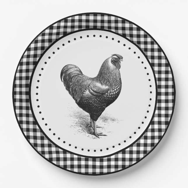Plato De Papel Chicken Gingham (Anverso)