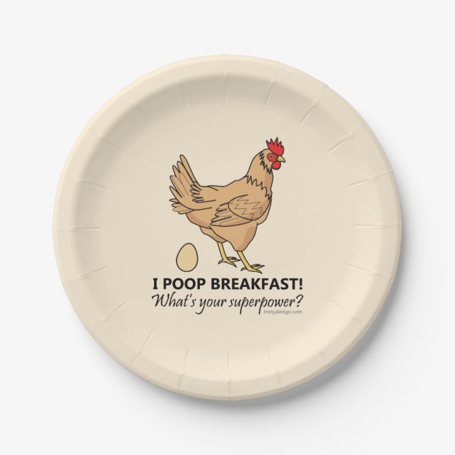 Plato De Papel Chicken Poops Desayuno Funny Placas de papel (Anverso)