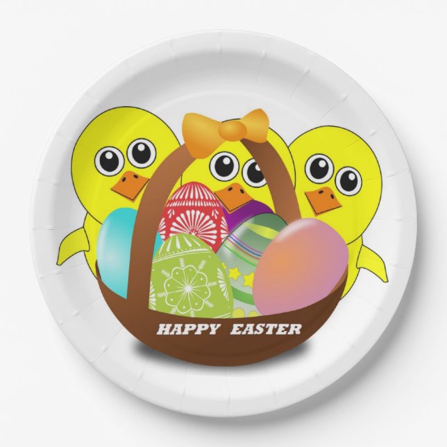 PLATO DE PAPEL CHICKS "HAPPY EASTER" (Anverso)