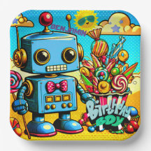 Chico cumpleaños Robot Retro personalizable