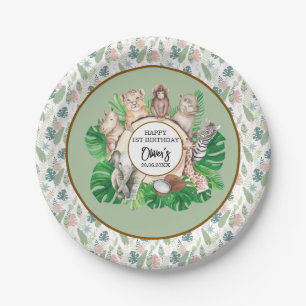 Plato De Papel Chico de animales salvajes de la jungla tropical B