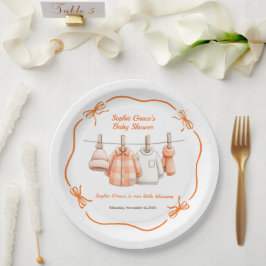 Plato De Papel Chico de Baby Shower de Acción de Gracias | Ropa a