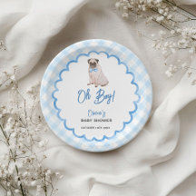 Chico de Baby Shower de Cuadro Azul Perro