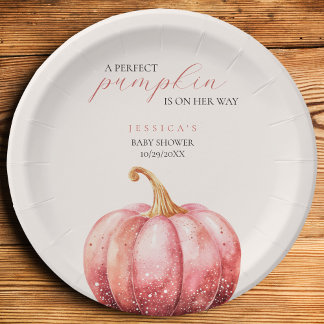 Plato De Papel Chico de Calabaza Rosa Baby Shower