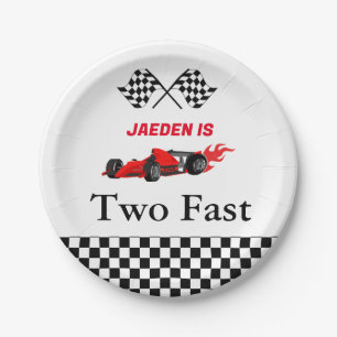 Plato De Papel Chico de carrera de autos fiesta de segundo cumple