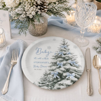 Plato De Papel Chico de Invierno Baby Shower Baby Es Frío Afuera