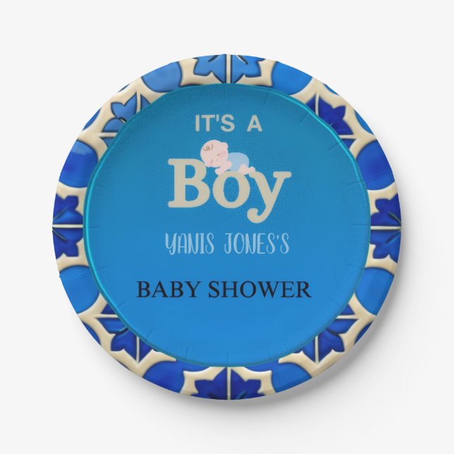 Plato De Papel Chico marroquí Baby Shower  (Anverso)