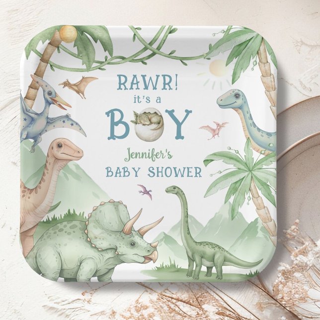 Plato De Papel Chico Rawr Cumpleaños de Dinosaurio Baby Shower  (Subido por el creador)